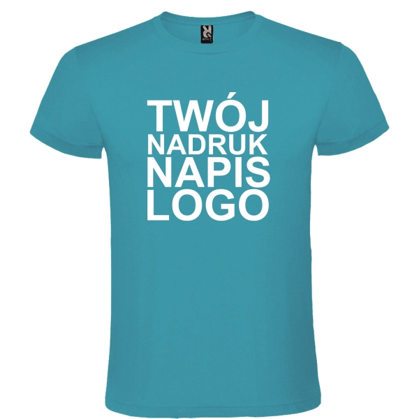 Męska koszulka T-shirt 100% miękka bawełna turkusowa z twoim nadrukiem roz. L